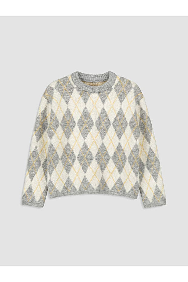 Esvab • Modern & Distinctive Diamond Embroidered Girls' Knit Sweater
