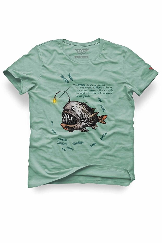 Unisex 100% Cotton Regular Fit Lantern Fish Printed T-Shirt - Life Light Design T-Shirt