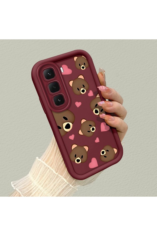 Infinix Hot 60I Compatible Fashionable Character Bear Themed Case, Scratch Resistant
