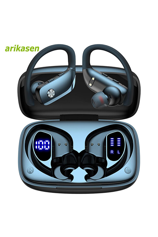 Black 01 Ear Buds Wireless Earbuds Bluetooth Headphones with 80H Playtime LED Display Case, Over-Ear