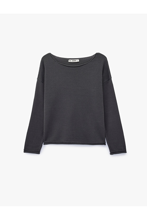 Long Sleeve Boat Neck Sweater Pullover