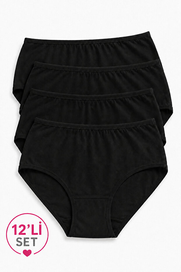100% Cotton High Waist Daily Panties 12 Pack