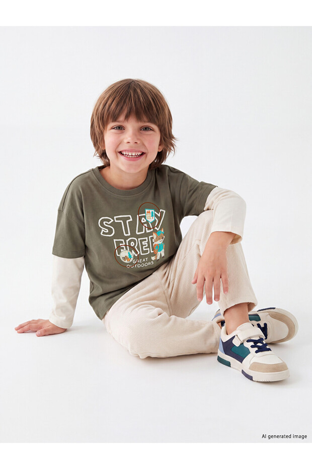 Khaki Boys' Long Sleeve T-Shirt