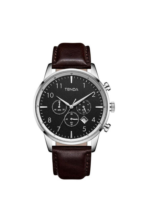 Men's Stainless Steel Watch, Brown Leather Band | Tm12345