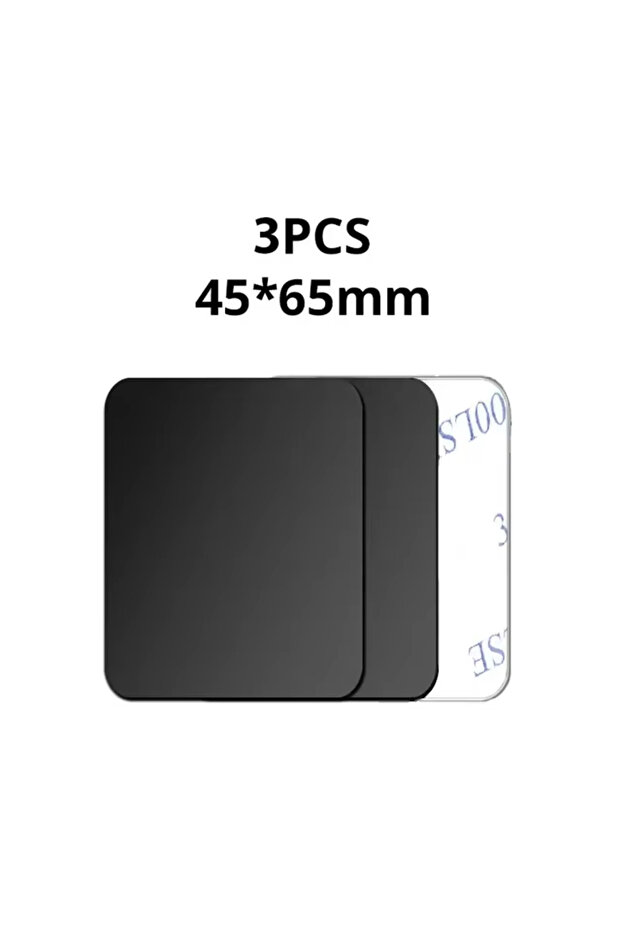3PCS Black 45x65 Magnetic Car Phone Mount Metal Plate - Universal Ultra Thin Black Replacement 3M Ad