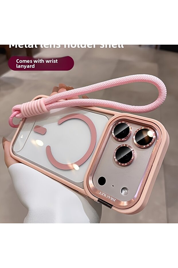 iPhone17 Pro Max Pink Camera Bracket Acrylic Magnetic Phone Case for IPhone 17 Air 17 16 15 14 Plus