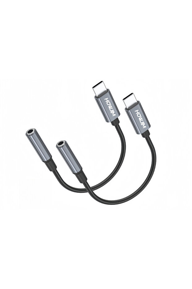 grey 2pcs USB C to 3.5mm Headphone Jack Adapter USB C to Aux Audio Dongle Cable Cord DAC Compatible