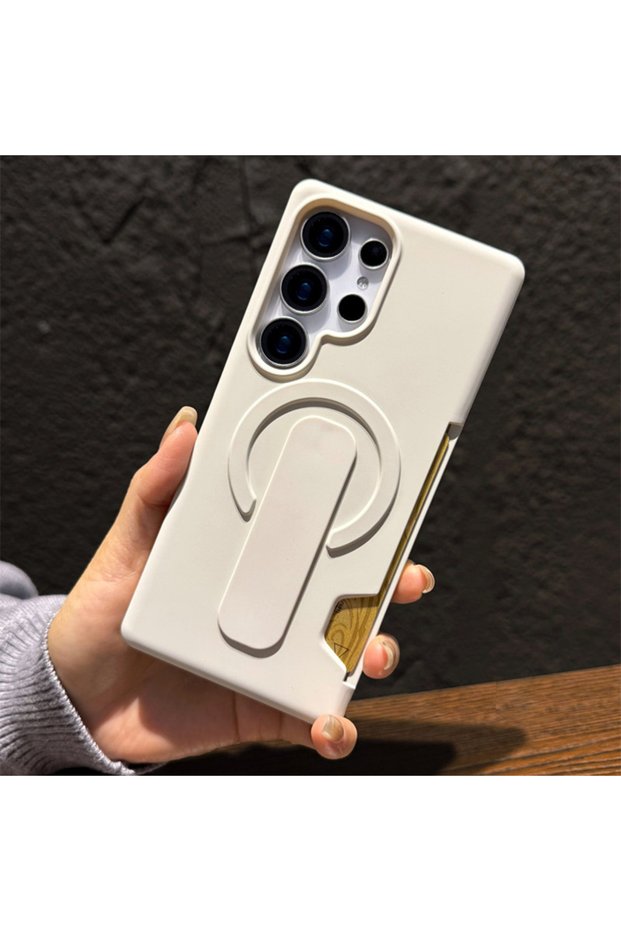 Galaxy S26 Ultra White Luxury Strong Magnet Magnetic Card Holder Phone Case for Samsung S26 S25 S24