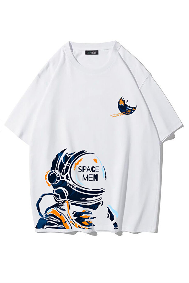 Unisex Oversize Space Men T-Shirt (White)
