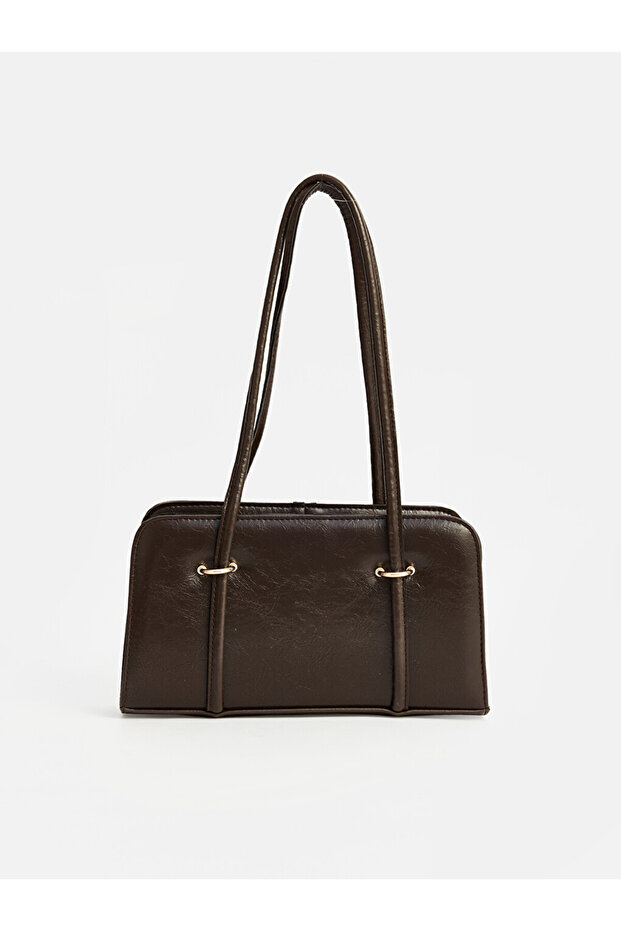 Leather-look double strap women's shoulder bag