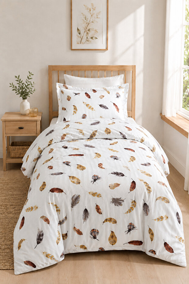 100% Cotton Satin Single Duvet Cover Set (Duvet Cover - Sheet and 2 Pillowcases)