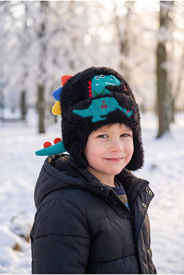 4-8 Years Old Boy's Fleece Lined Figured Beanie