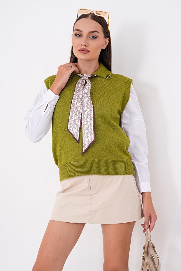 Women's Scarf Detailed Knitwear Knitted Sweater 265023 -
