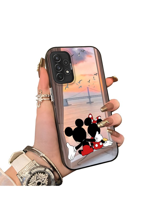 Samsung Galaxy A72 Compatible Silicone Edge Hard Back Case Couple Phone Case with Cartoon Pattern