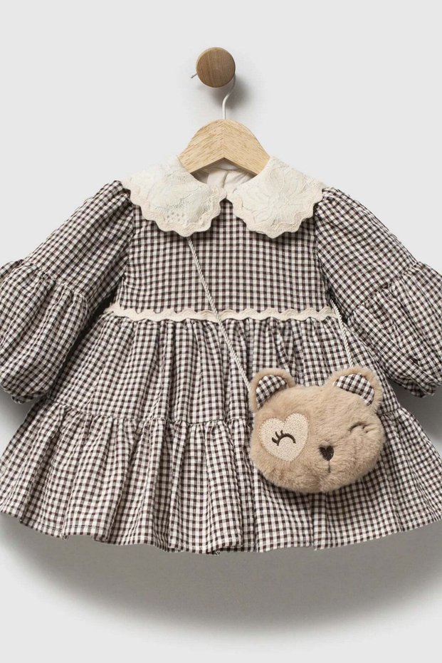 Pötikare Baby Girl Dress and Bag Set Brown