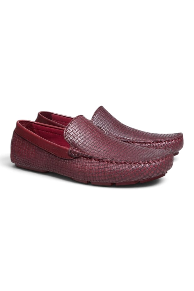 Burgundy Checked Leather - Gg