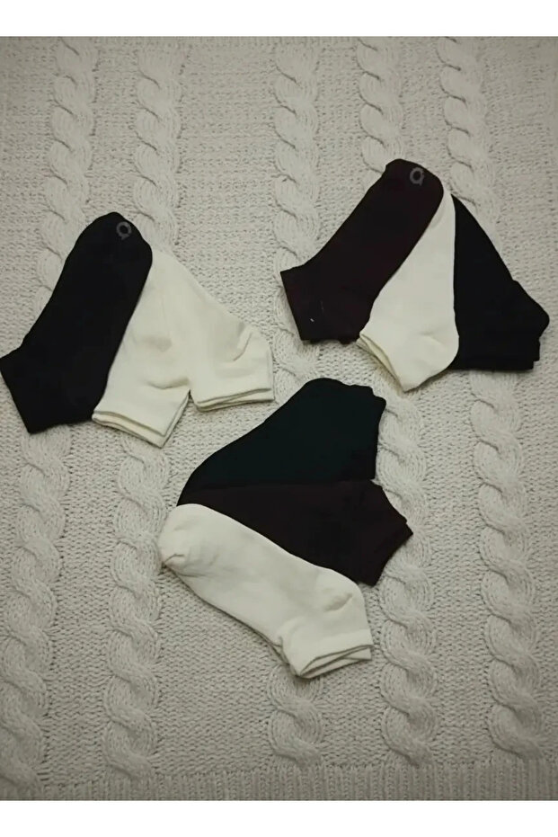Solid Colors Ankle Length Booties Socks 12 Pack