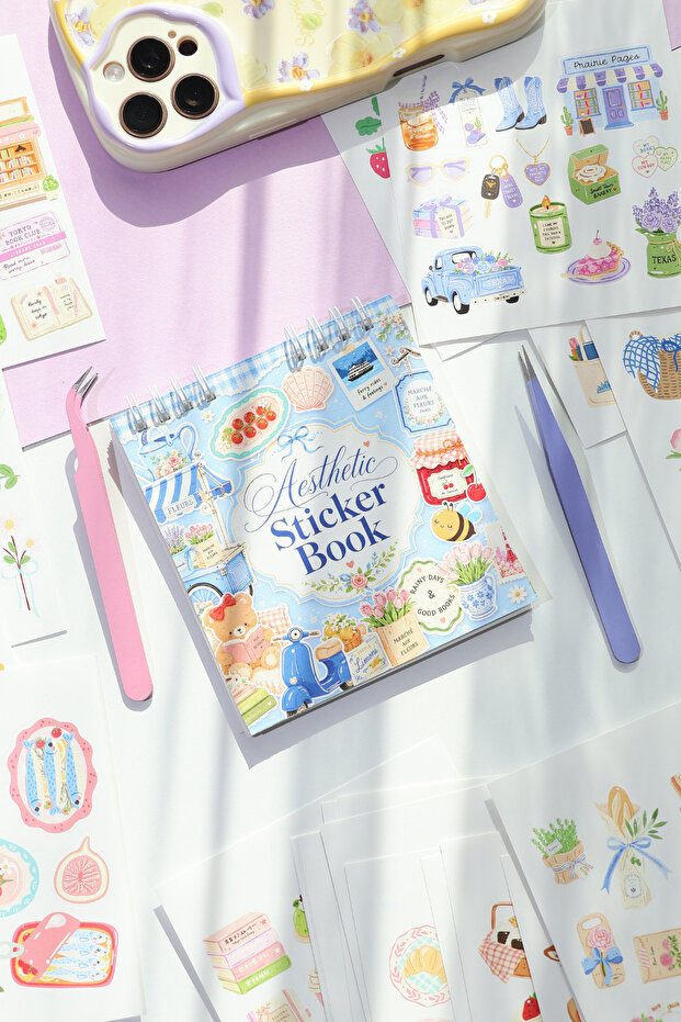Soft Aesthetic Themed Spiral Sticker Notebook 10X11 cm