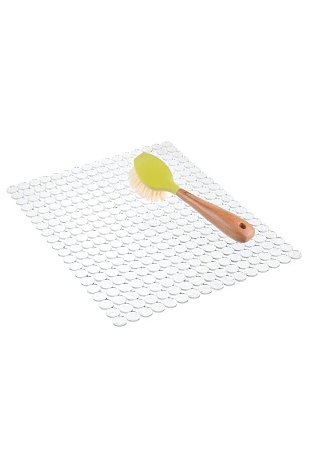 iDesign Orbz Sink Non-Slip Sink, Dish Draining Mat, Plastic, Clear, Large