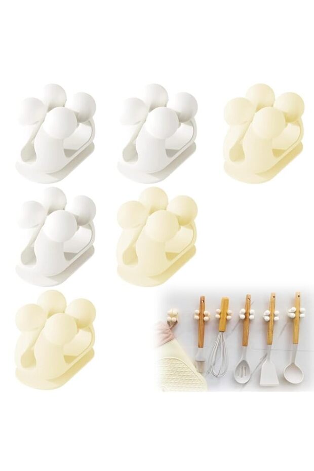 6 Pack Silicone Toothbrush Holders, Wall Mounted Toothbrush Holder-Multi-Function Self-Adhesive Wall Hooks for Bathroom, Kitchen, Office & Living Room – Waterproof, Durable Hooks for Keys