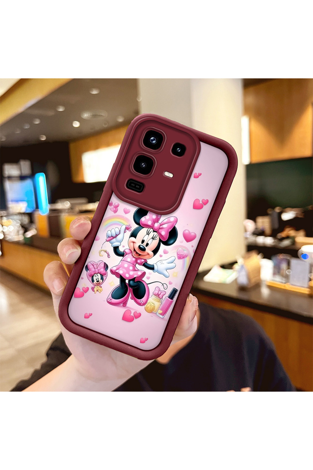 Infinix Note 50 Pro 4g Compatible Case Camera Protector Minnie Pattern Burgundy Lover Couple Silicone Phone Case