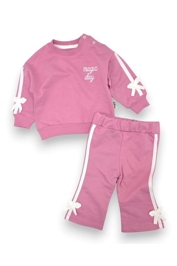 Baby Girl Stylish Bow Detailed Embroidered Seasonal 6-9-12-18-24 Months Stylish Baby Set