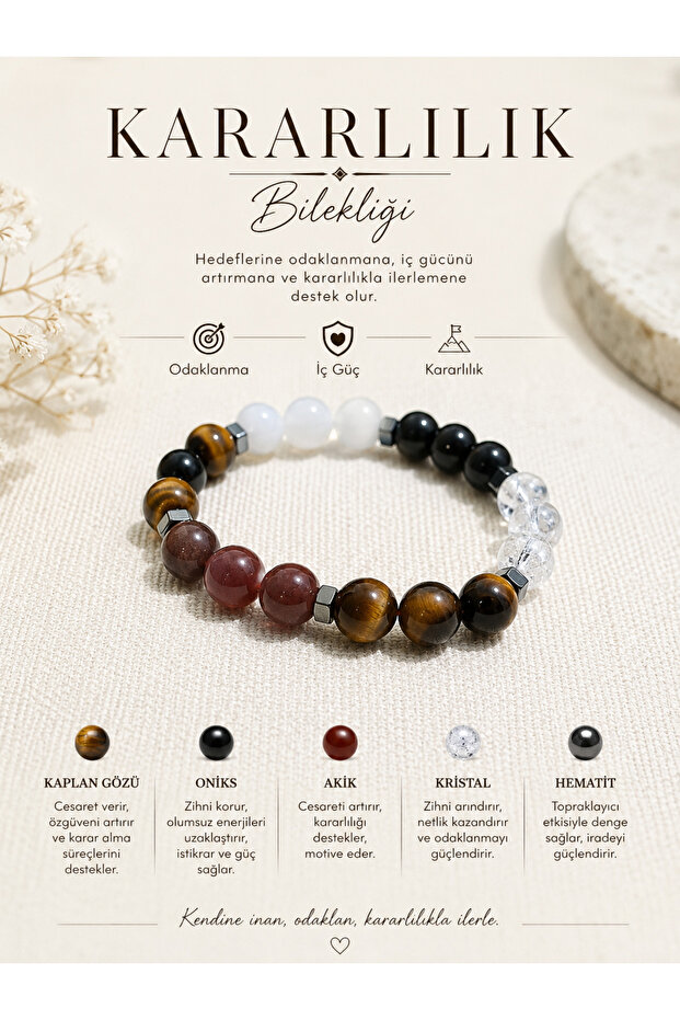 Natural Stone Stability Bracelet – Tiger's Eye, Onyx, Agate, Hematite, and Crystal