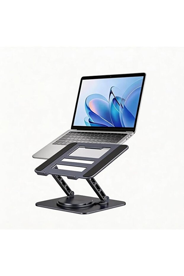 SKY-TOUCH Adjustable Laptop Stand with 360° Rotating Base, Ergonomic Aluminum Riser for MacBook, Huawei, ASUS, Lenovo, 14"-17.3" Laptops, Foldable & Cooling Design