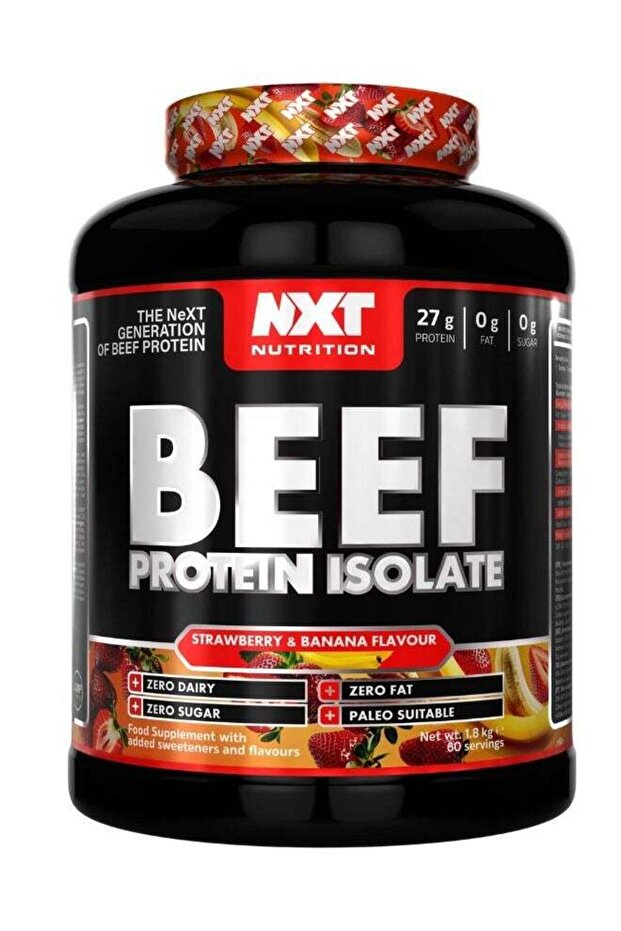 Beef Protein Isolate, Strawberry & Banana Flavour, 1.8kg, 60 Servings