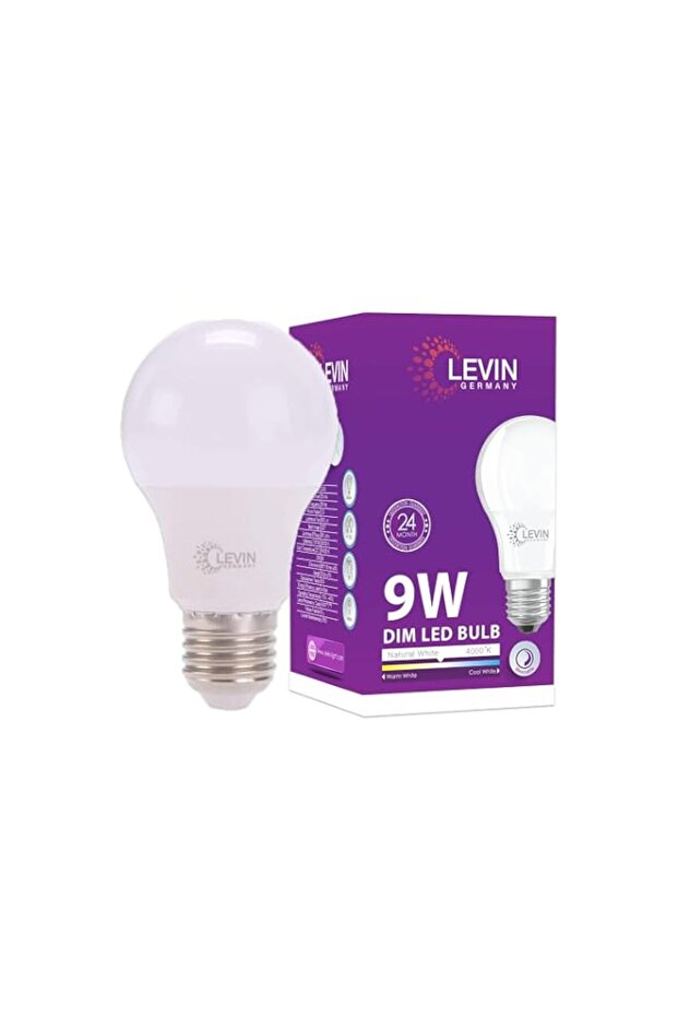 LEVIN Dimmable Germany A60 E27 LED Bulb, 9W, 850LM, Neutral White 4000K, High CRI>80, Energy-Efficient Lighting, 220-240Vac, Long-Lasting Performance, 2-Years
