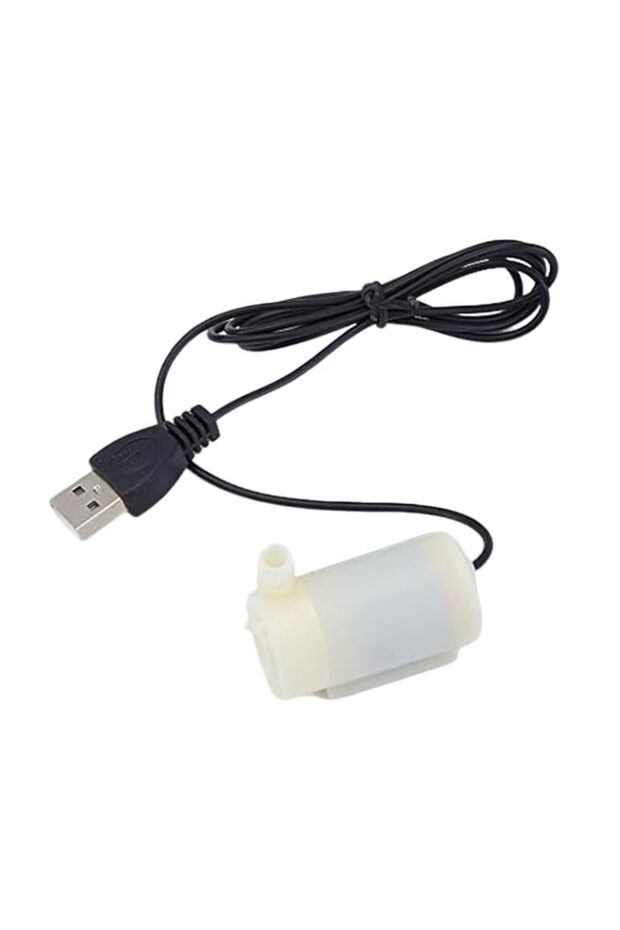 DC 3V/5V/6V Mini Submersible Water Pump, USB 1M Cable Silent Horizontal Small Water Pump for Aquarium Fish Tank Fountain Garden Hydroponic White