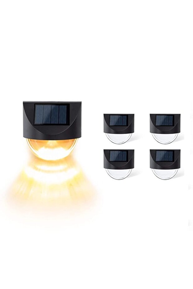 Solar Fence Lights, 4 Pack Waterproof LED Outdoor Wall Lighting for Deck, Steps, Patio, Walkway, Garden, Warm White