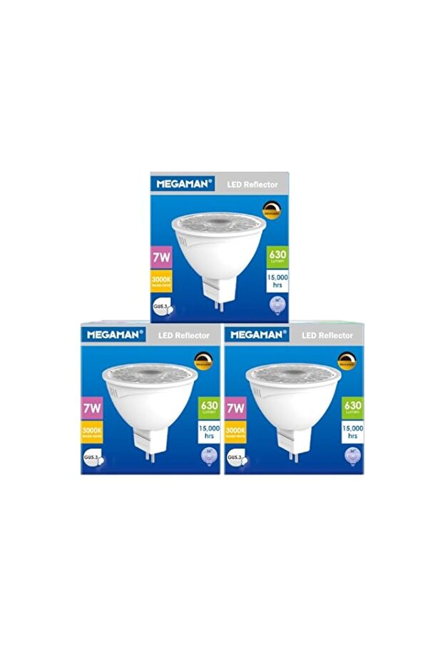 Megaman MR16 Dimmable 7w Gu5.3 220v 3000k Warm White (pack of 3)