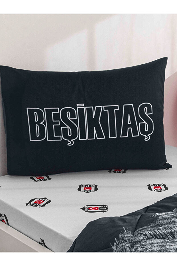 Out Zorluteks Licensed Beşiktaş Logo Single Cotton Elastic Bed Sheet Set 2 Pieces