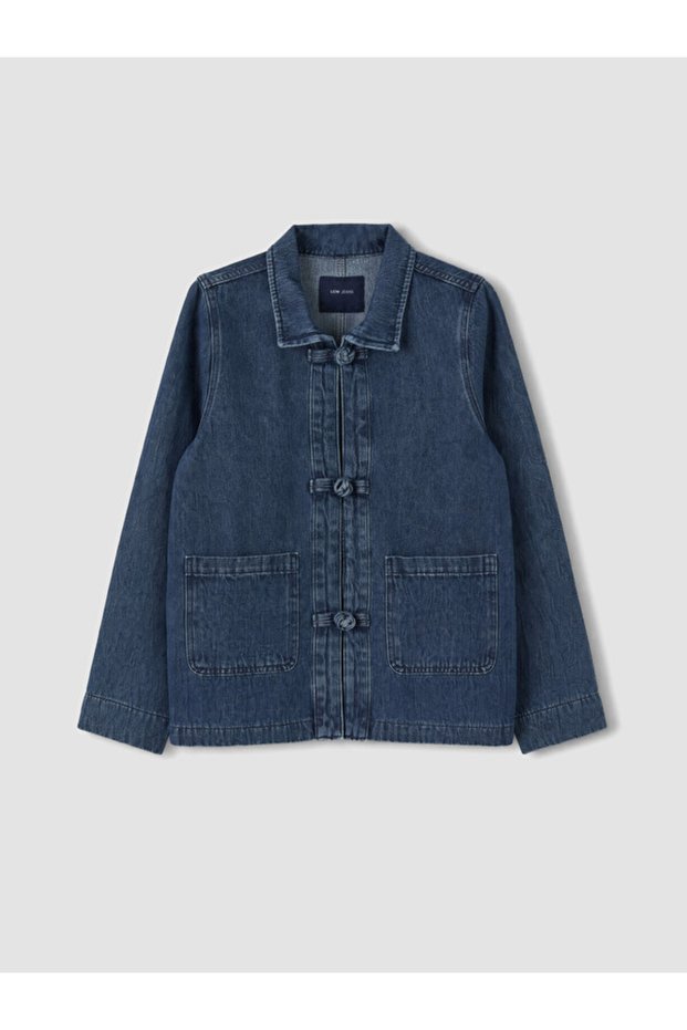 Quality Pieces from Çelebi Store Shirt Roba Collar Ornament Buttoned Women's Jean Jacket