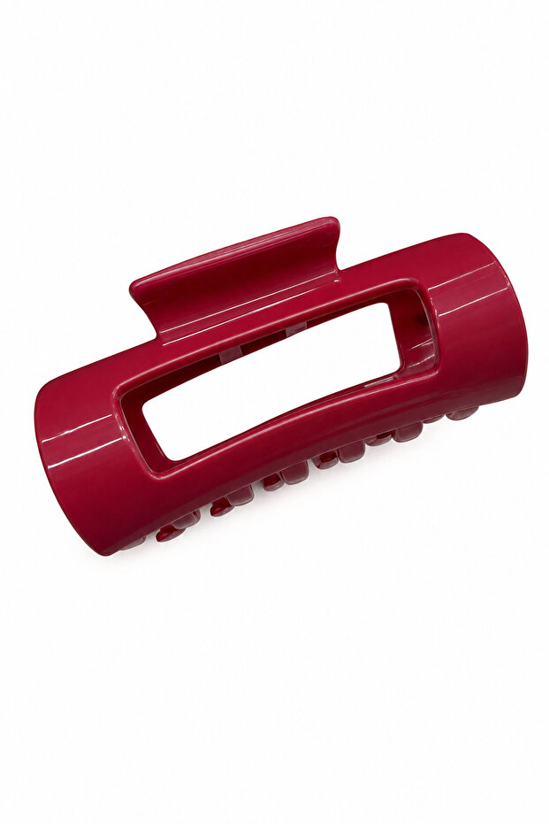 Red Shiny Rectangular Hair Clip for Women Daily Use