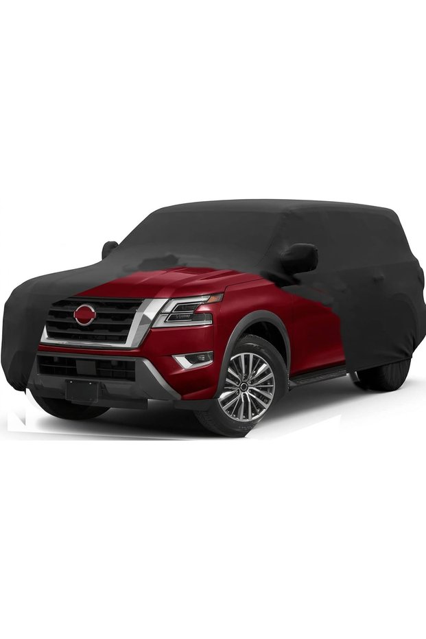 Car Cover for 2004-2025 Nissan Armada/Infiniti QX80, Waterproof Custom-fit All Weather Sun Rain UV Dust Snow Protection Outdoor Full Car Cover with Door Zipper and Cotton Lining-Grey