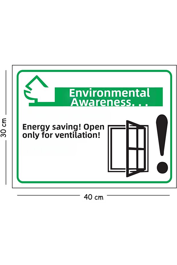 Metal Environmental Awareness Energy Conservation Only Turn on for Ventilation 30X40 cm A3 Warning Business Safety