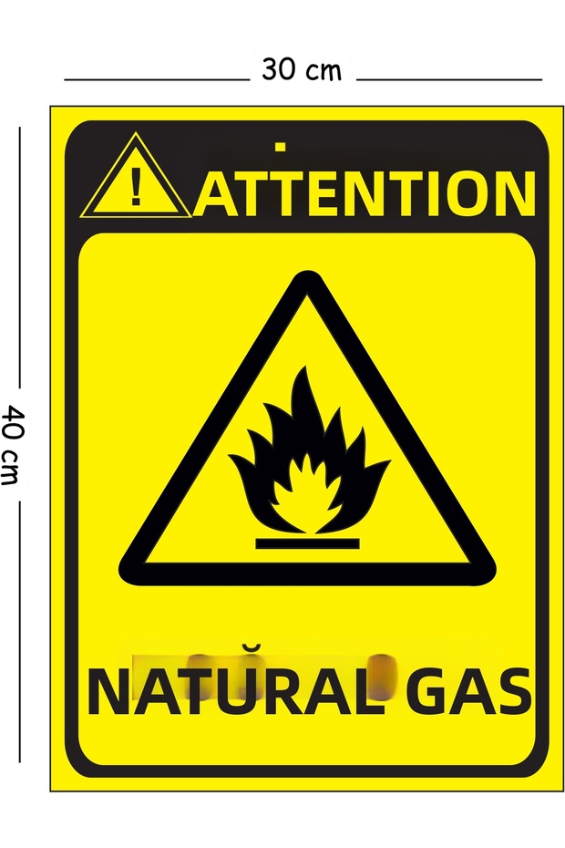 Metal Attention Natural Gas 30X40 cm A3 Warning Occupational Safety Sign
