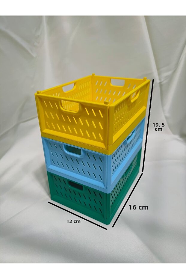 Foldable Decorative Basket Table Organizer Set of 3