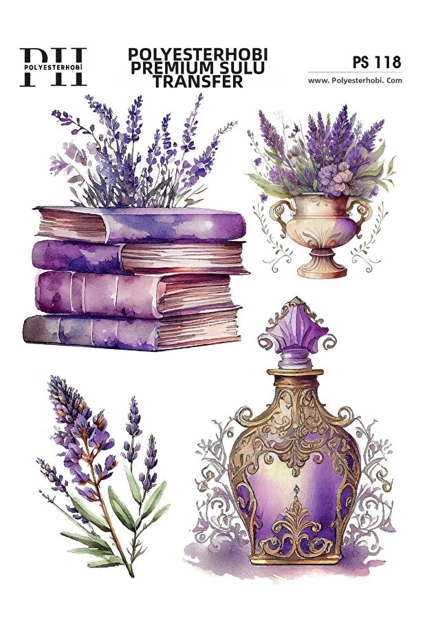 Premium Sulu Transfer 25X35 cm Lavender Flower Patterned Ps 118