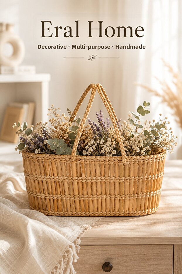 Multi-Purpose Natural Wicker Handmade Basket for Picnic, Flowers, Organizer, Gift, 18 X 22 X 43 cm