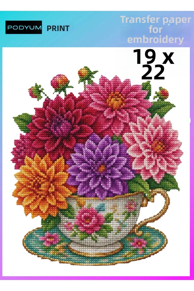 Iron-On Textile Dtf Printing Cross-Stitch Flower T-Shirt Printing Decorative Painting Canvas Bag Printing