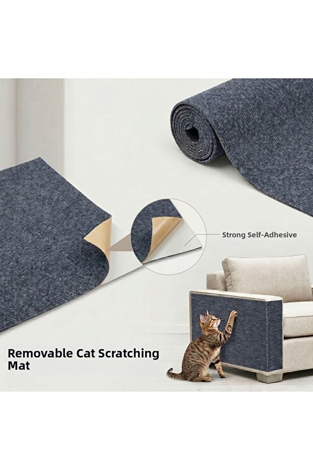 30X100 cm Cat Sofa Scratch Protector Mat Self-Adhesive Scratching Carpet Anthracite