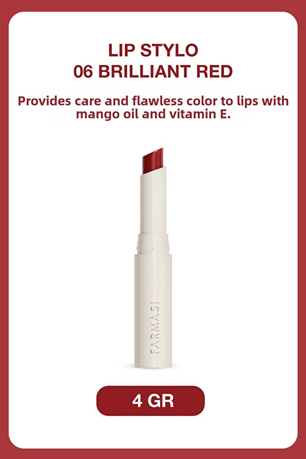 Satin Finish Moisturizing Red Lipstick | Lip Stylo - 06 Brilliant Red