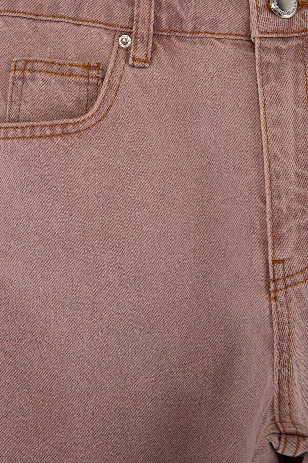 Pembe Yüksek Bel City Boy Denim Şort TWOSS26SR00241 - 6