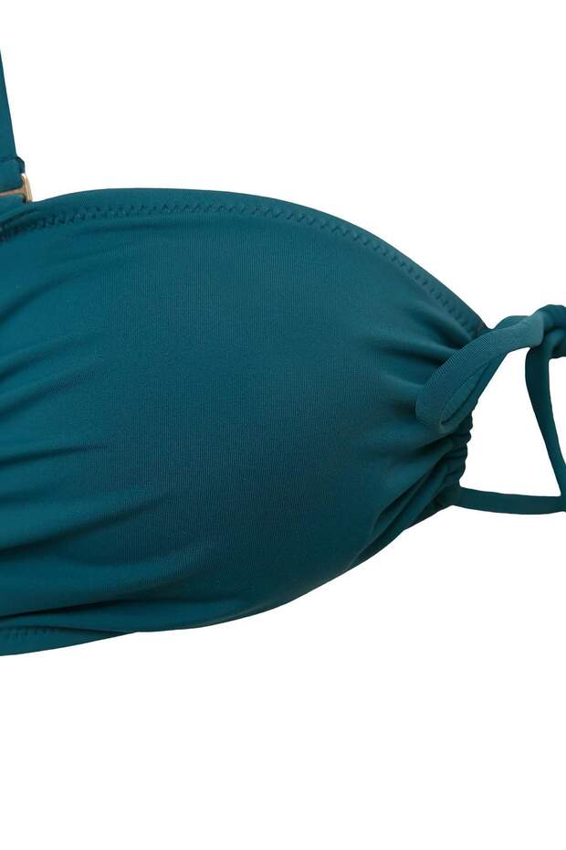 Petrol Straplez Kaplı Aksesuar Detaylı Düşük Bel Regular Bikini Takımı TBESS26BT00158 - 5