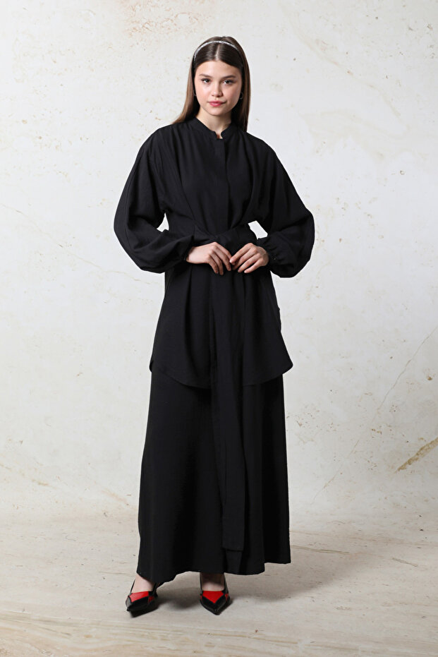 Black Double Suit - Belted