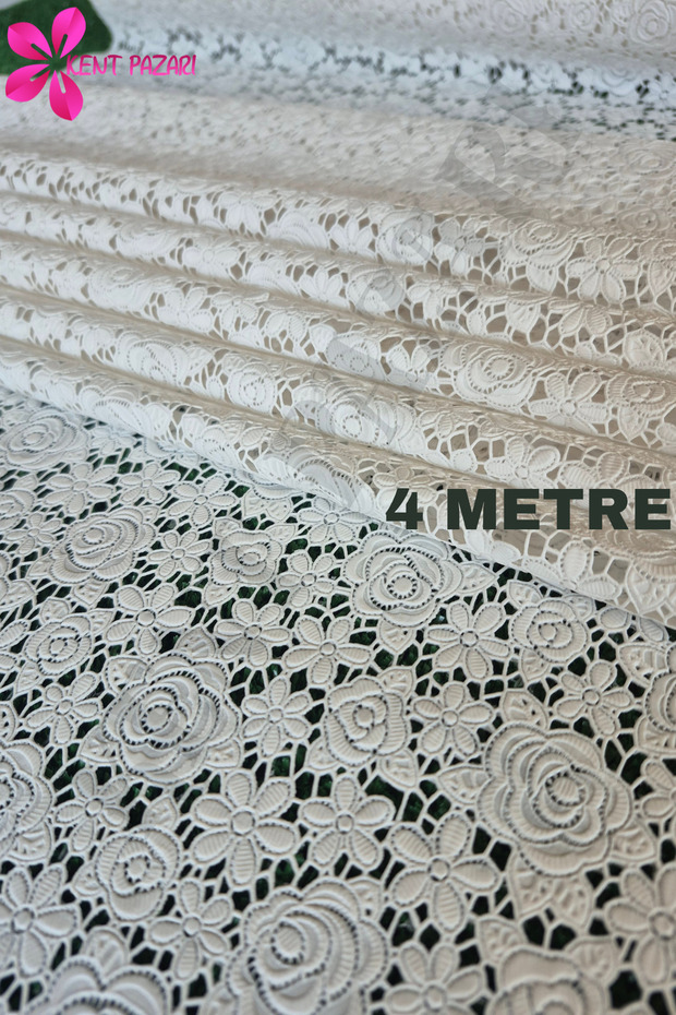 Non-Slip White Lace Cover 50X400 (±10-15) cm | Guipure Shelf Cover - Cover for Table, Cabinet, Drawer