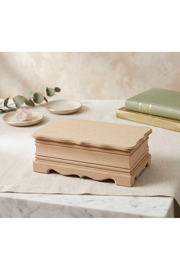 Wooden-Paintable-Jewelry-Makeup-Accessory-Decorative-Multi-Purpose Large Box with Legs